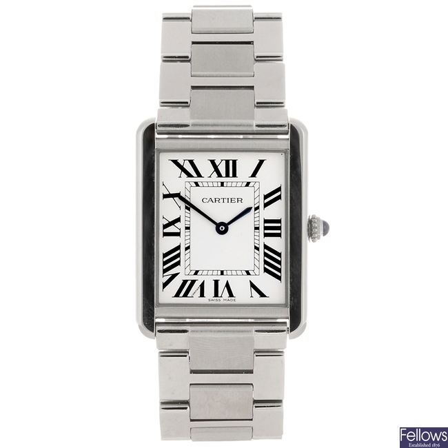(956000849) A stainless steel quartz Cartier Tank Solo bracelet watch.
