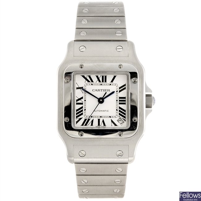(956000814) A stainless steel automatic Cartier Santos bracelet watch.