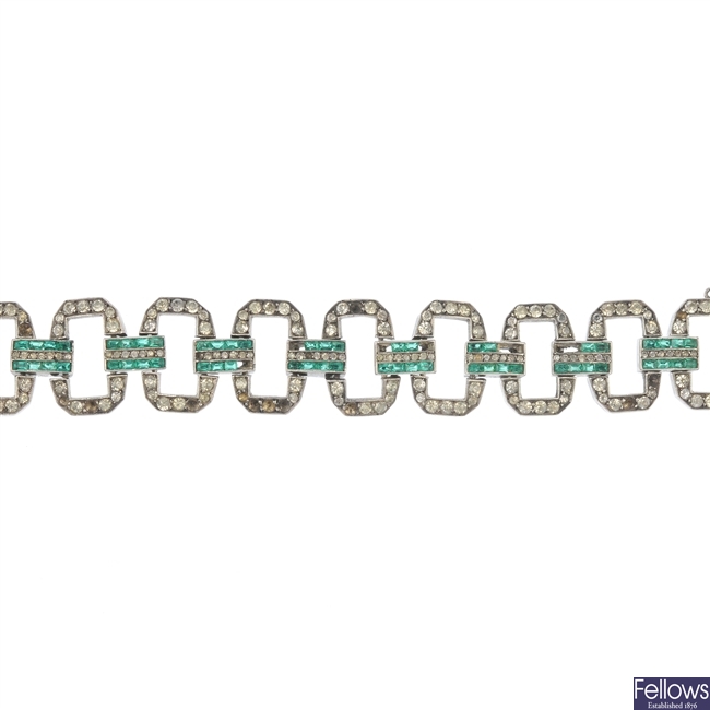 An early 20th century silver and paste bracelet.
