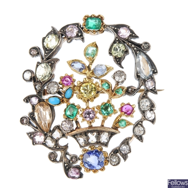 A gem-set giardinetto brooch.