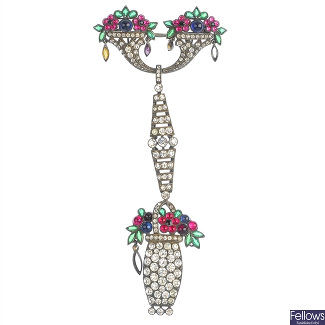 KNOLL & PREGIZER - an early 20th century silver paste floral brooch.