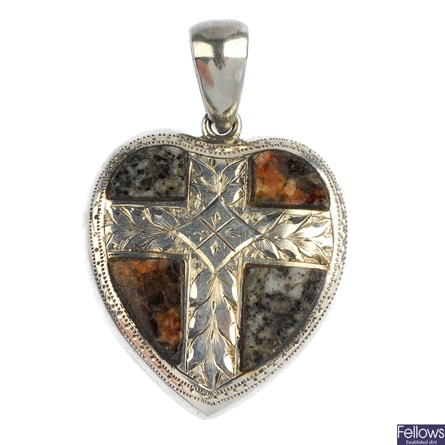 A late 19th century silver Scottish heart pendant.