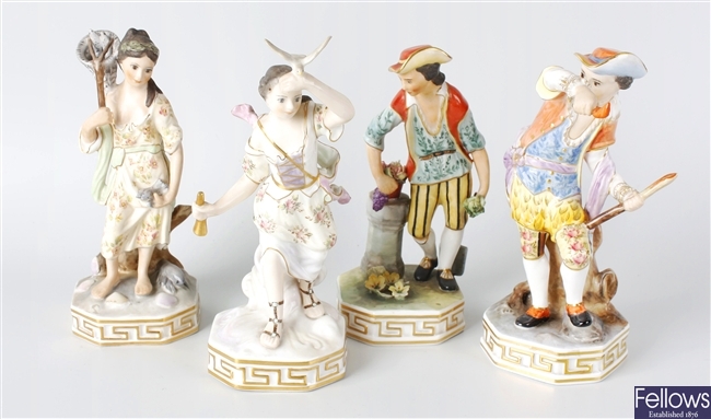 A set of four Royal Crown Derby figures depicting the four elements