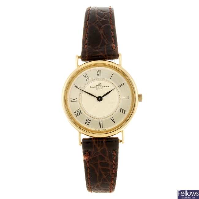 A quartz lady's 18k gold Baume & Mercier wrist watch.