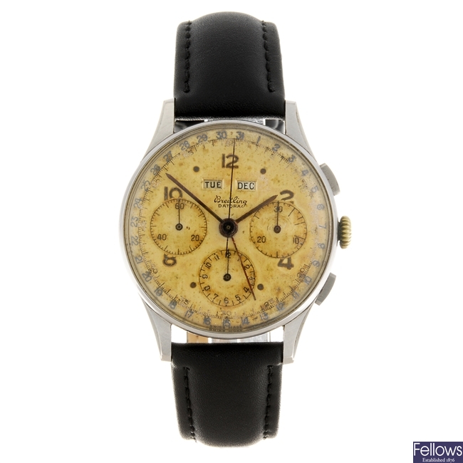 A stainless steel manual wind chronograph gentleman's Breitling Datora wrist watch.