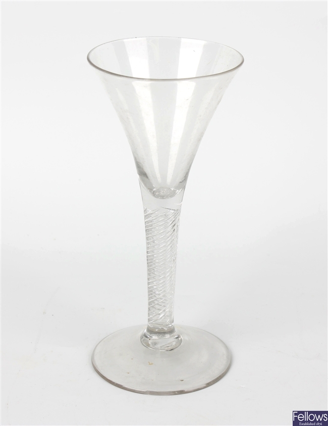 A large mid 18th century cordial glass