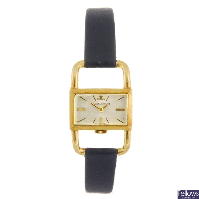 An 18k gold manual wind lady's Jaeger-leCoultre Etrier wrist watch.