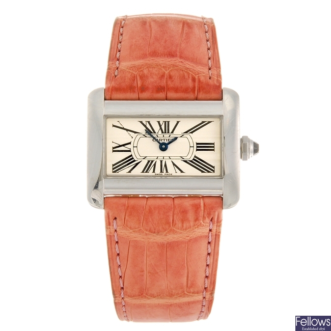 (940001876) A stainless steel quartz Cartier Tank Divan wrist watch.