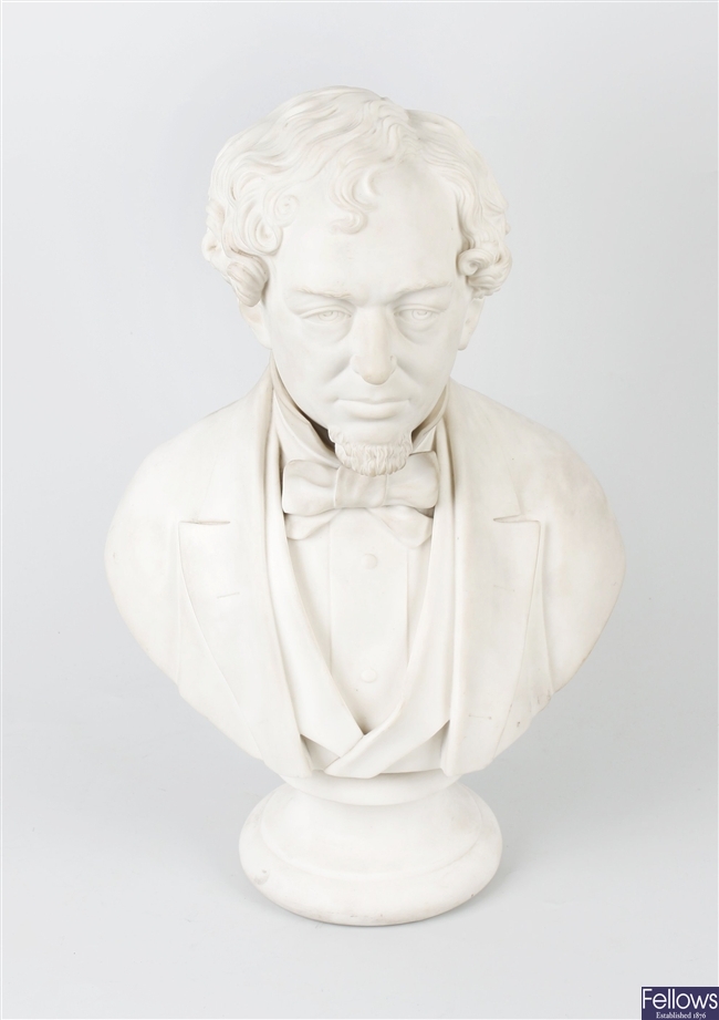 A Victorian parian ware bust of Disraeli