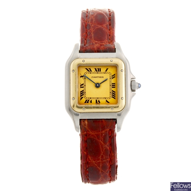 A stainless steel quartz Cartier Panthere wrist watch.