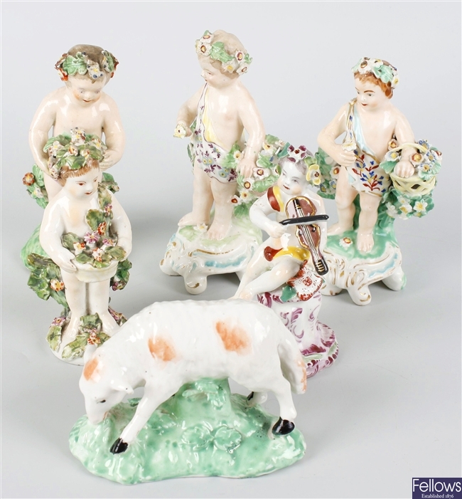 A group of 18th century and later porcelain figures