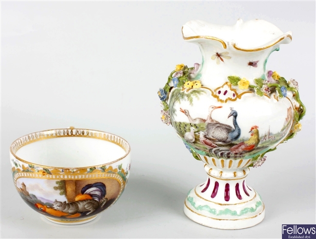 An unusual 19th century Meissen porcelain cabinet cup