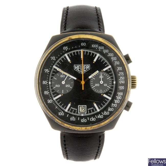 A base metal manual wind chronograph gentleman's Heuer wrist watch.