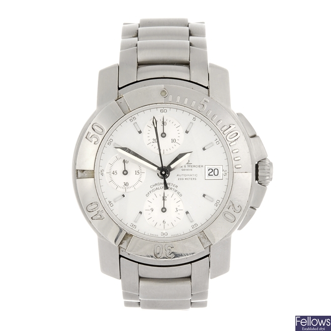 A stainless steel automatic chronograph gentleman's Baume & Mercier bracelet watch.