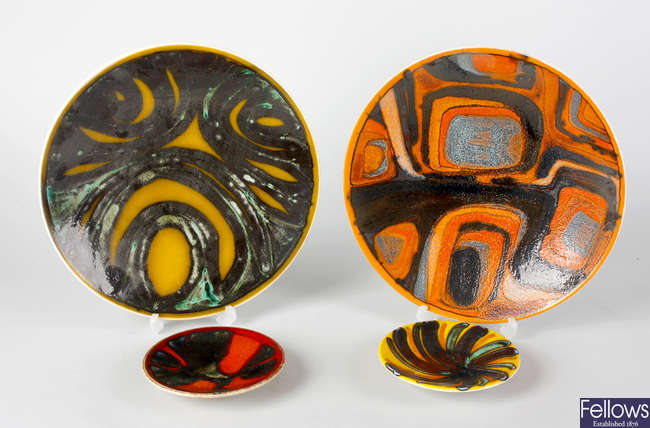 Four Poole pottery 'Delphis' dishes