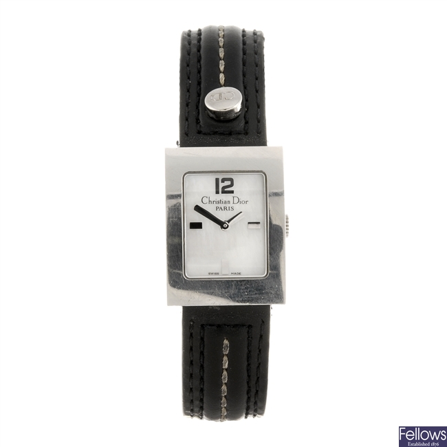 A stainless steel quartz lady's Christian Dior wrist watch.