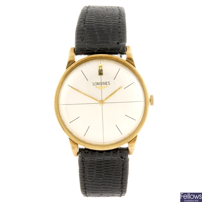 (110110360) A 9ct gold manual wind gentleman's Longines wrist watch.