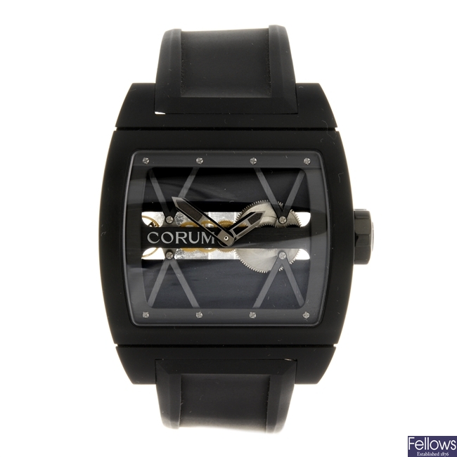 A limited edition titanium PVD manual wind gentleman's Corum Ti-Bridge wrist watch.