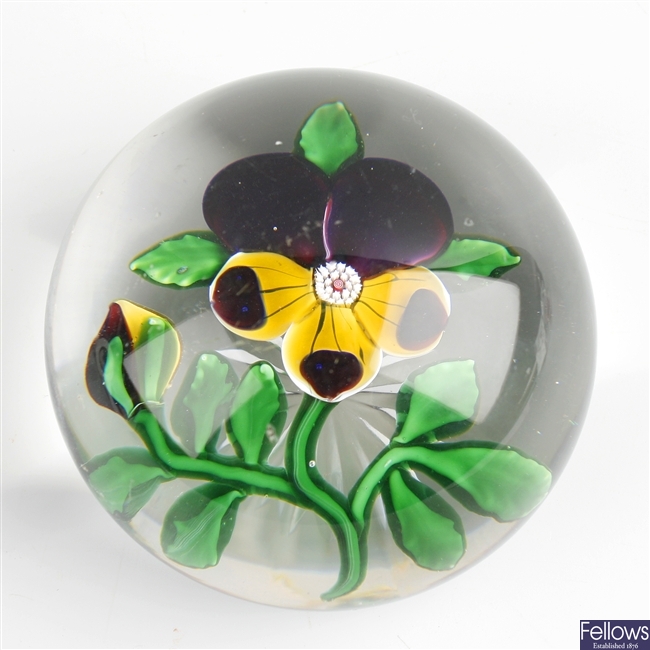 A Baccarat pansy paperweight