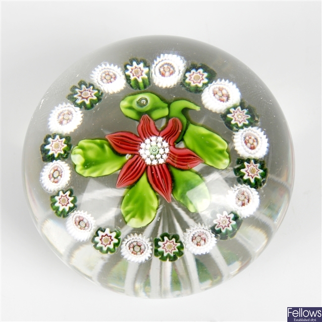 A Baccarat poinsettia paperweight