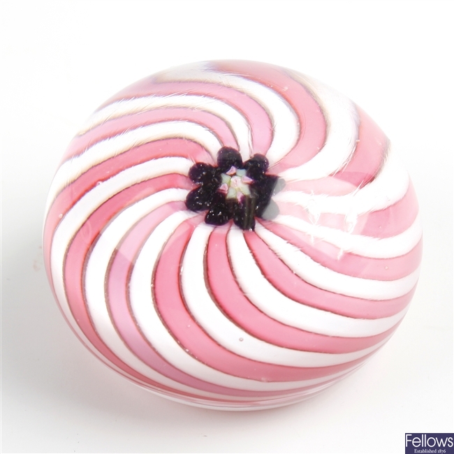 A Clichy pink swirl paperweight