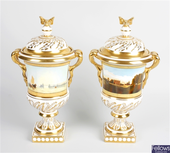A pair of modern Coalport limited edition vases