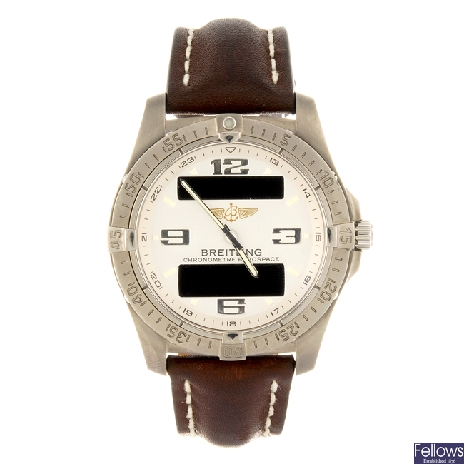 A titanium quartz gentleman's Breitling Aerospace wrist watch.