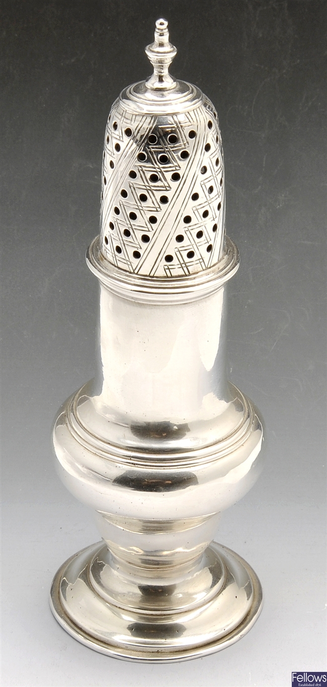 A George III silver caster by Charles Hougham.
