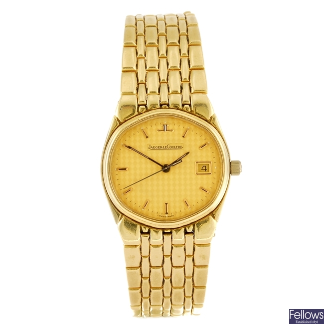 An 18k gold quartz gentleman's Jaeger-LeCoultre bracelet watch.