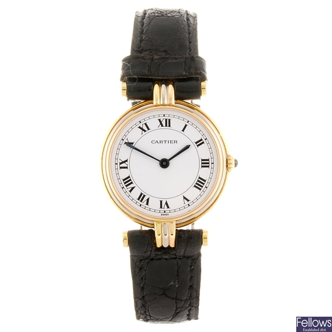 (940002666) An 18k gold quartz Cartier Vendome wrist watch.
