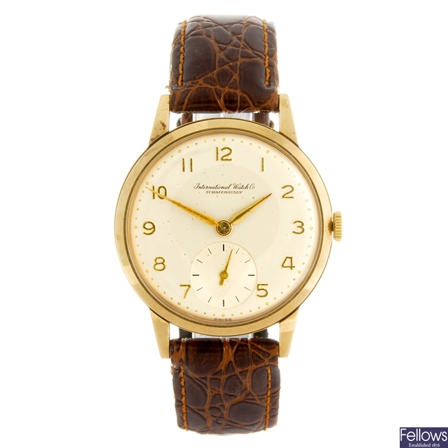 (902008979) A 9ct gold manual wind gentleman's IWC wrist watch.