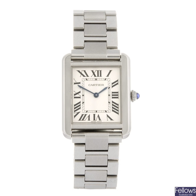 (401055049) A stainless steel quartz Cartier Tank Solo bracelet watch.