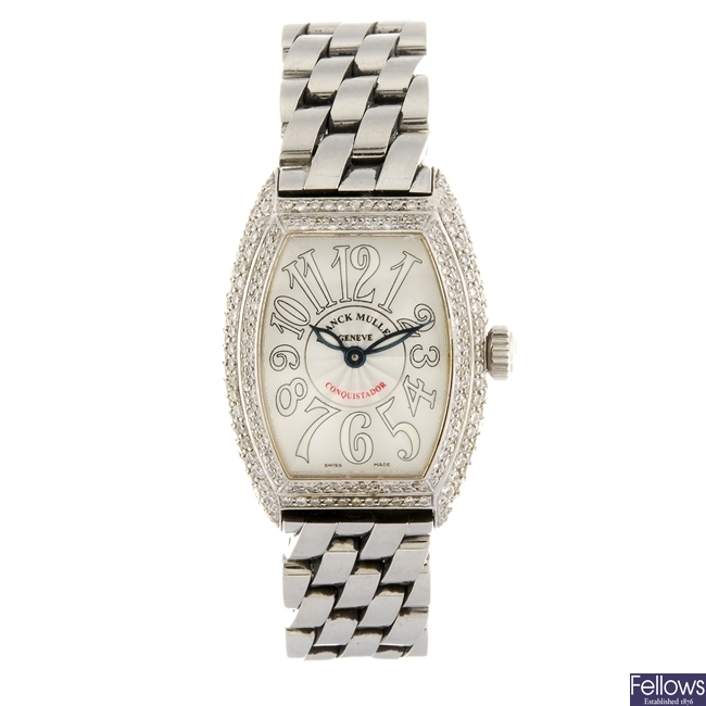 (240102551) A stainless steel quartz lady's Franck Muller Conquistador wrist watch.