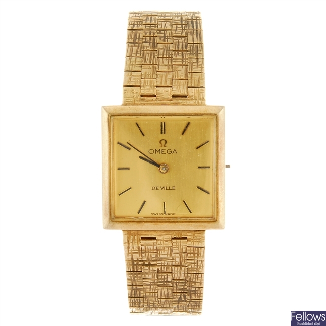 (240102376) A 9ct gold manual wind gentleman's Omega De Ville bracelet watch.