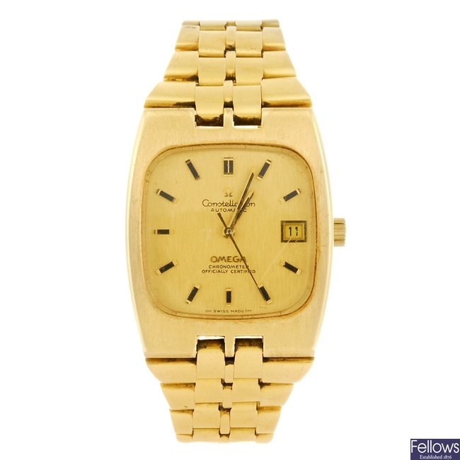 (0001539) An 18ct gold automatic gentleman's Omega Constellation wrist watch.