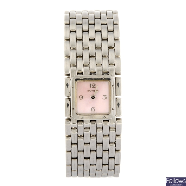 A stainless steel quartz Cartier Panthere Ruban bracelet watch.
