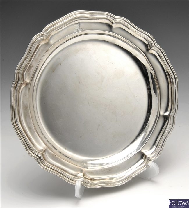 An Edwardian silver plate.