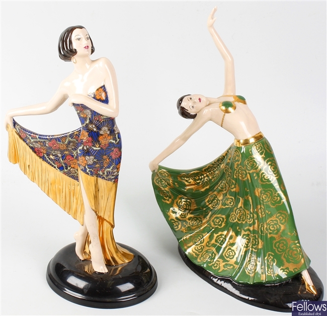 Two modern Coalport limited edition 'Art Deco' series figures