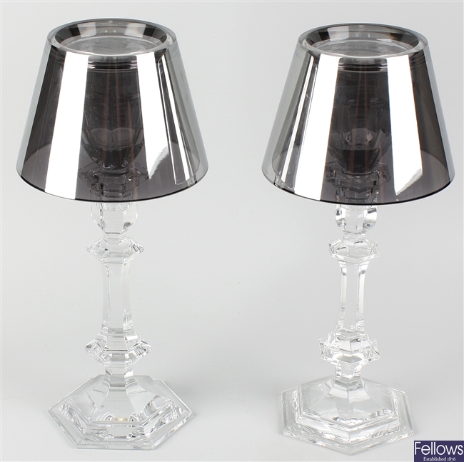 A pair of 20th century Baccarat glass candlesticks