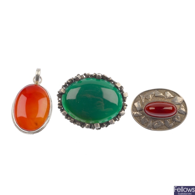 A selection of hardstone jewellery