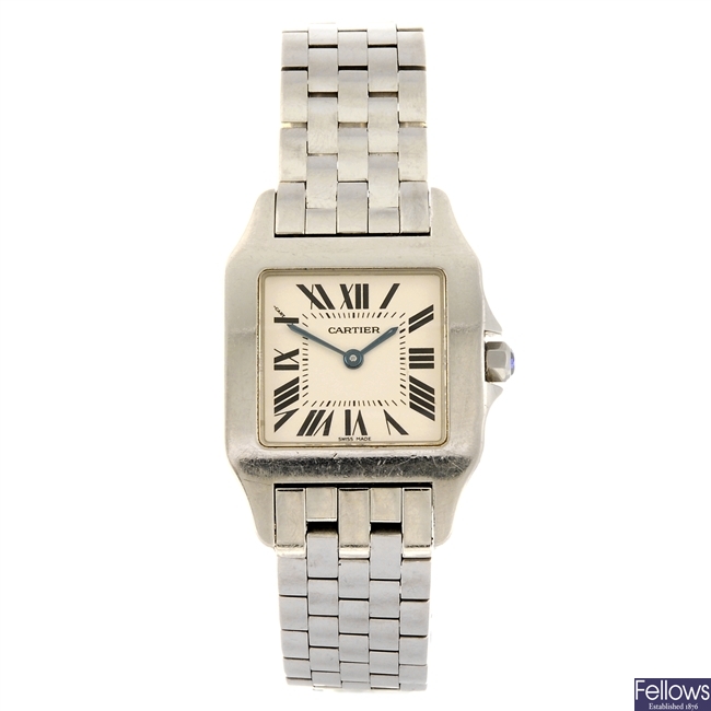 (935002149) A stainless steel quartz Cartier Santos Demoiselle bracelet watch.