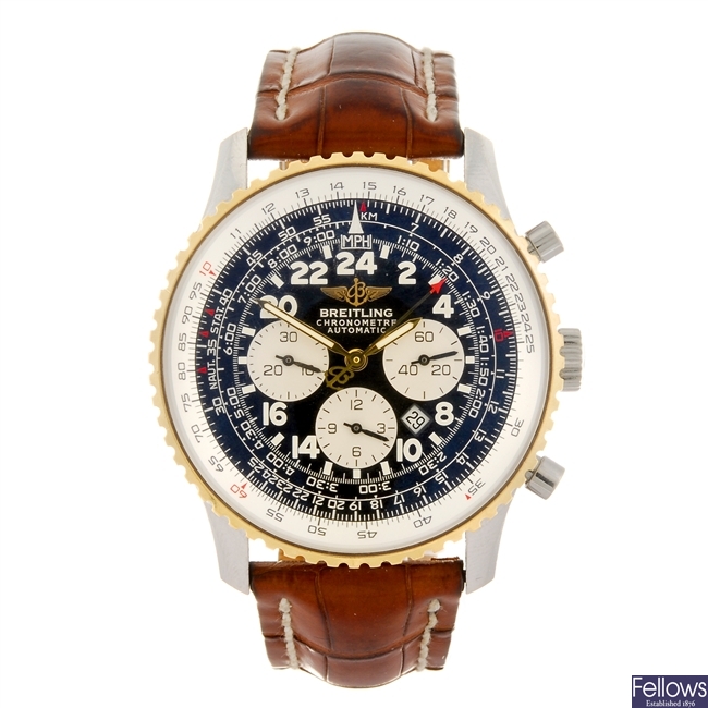 A bi-metal automatic chronograph gentleman's Breitling Navitimer Cosmonaute wrist watch.