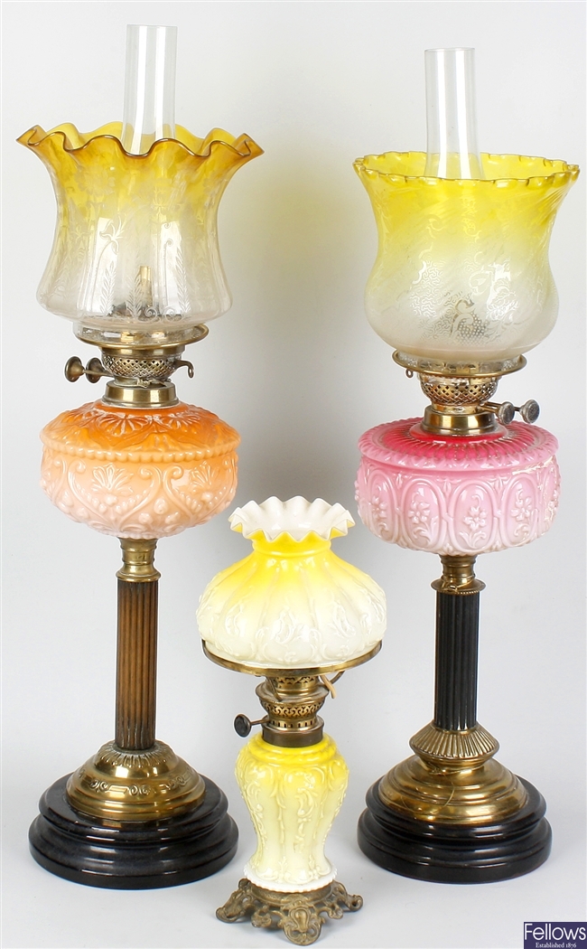 Three late 19th century oil lamps