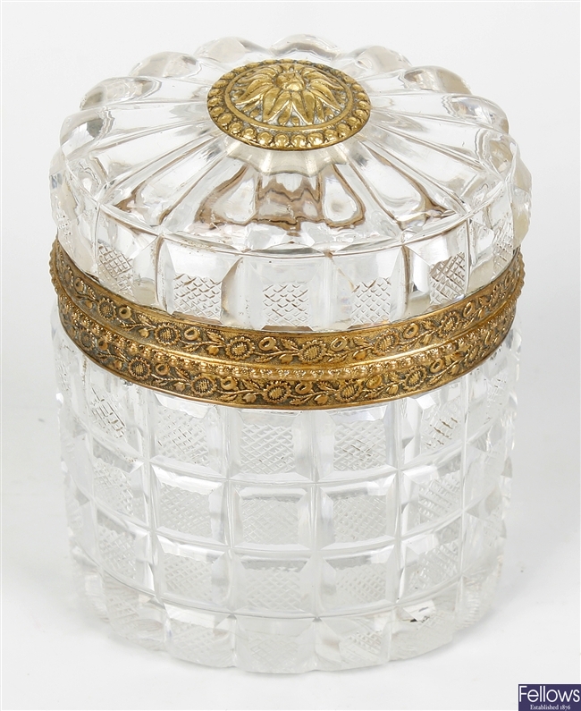 An early 19th century French Palais Royal style gilt metal mounted oval casket)