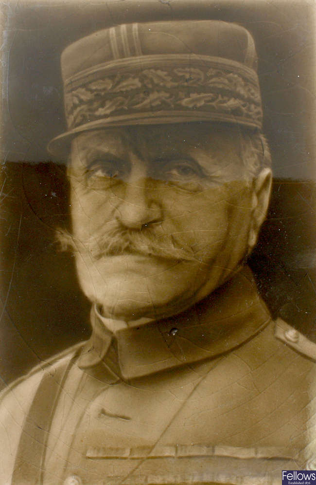 An early 20th century ceramic portrait tile of General Foch