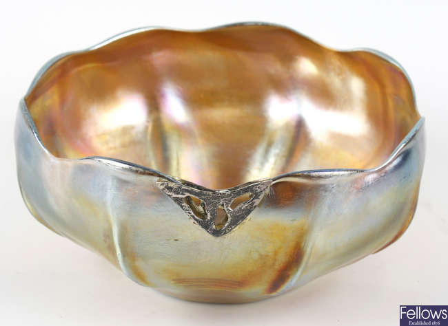 A Tiffany 'Favrile' iridescent glass bowl