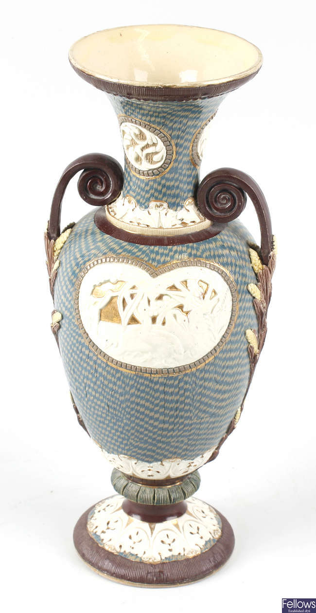 A Doulton Lambeth pate-sur-pate vase by Mark Marshall