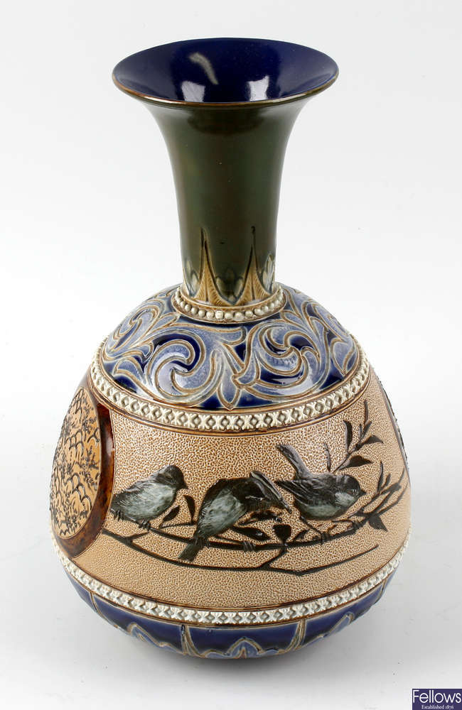 A late Victorian Doulton Lambeth vase by Florence Barlow