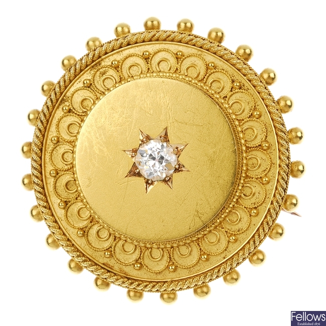 A late 19th century 15ct gold diamond brooch.