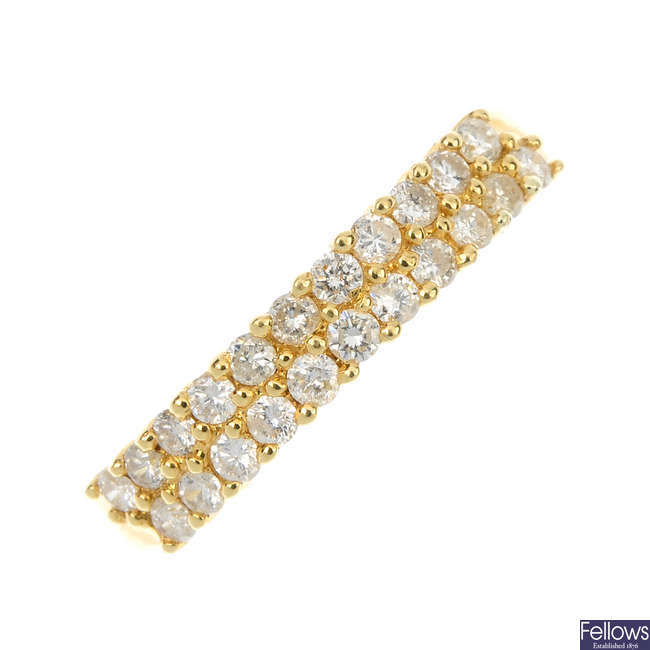 An 18ct gold diamond two-row dress ring.